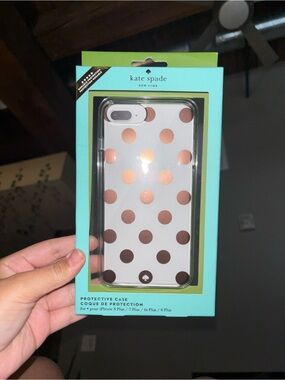 kate spade White Phone Case with Rose Gold Polka Dots